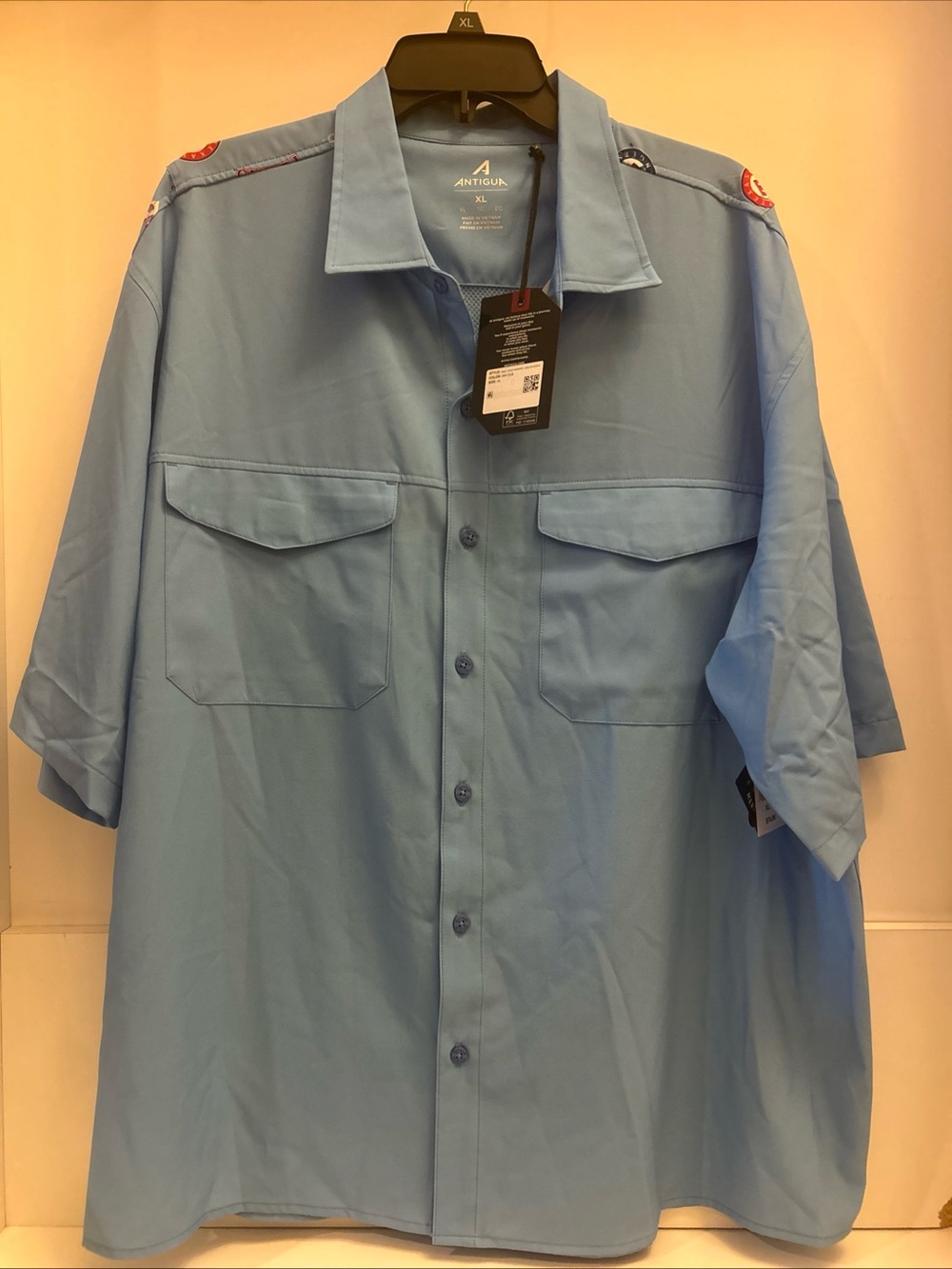 Antigua Texas Rangers Performance Button-up Shirt Mens XL Blue